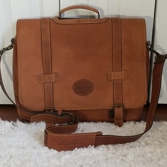 eddie bauer leather messenger bag